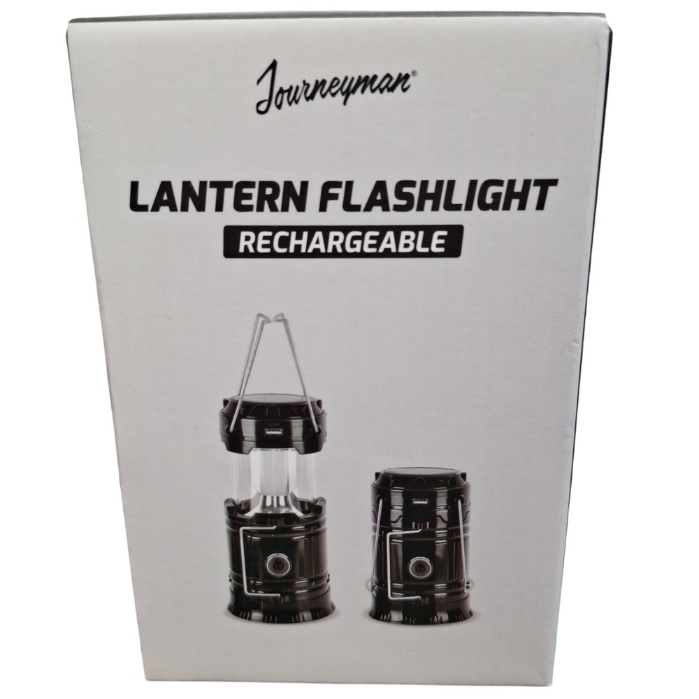 Journeyman Rechargeable Lantern Flashlight Solar USB Power Bank LED Black NEW